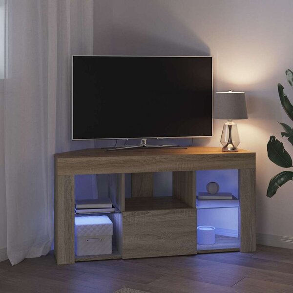 Sarok LED TV szekrény 100 x 40 x 50 cm Sonoma tölgy Szerelt Fa