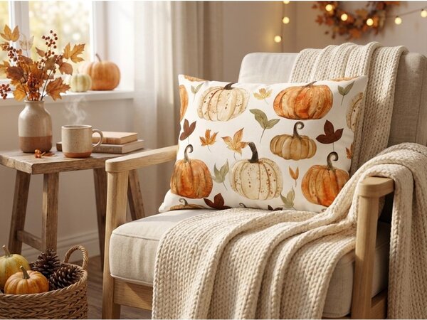 Flanel párnahuzat LEAVES & PUMPKINS 50x70 cm, színes