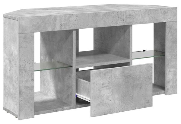 Sarok LED TV szekrény 100 x 40 x 50 cm Beton Szürke Szerelt Fa