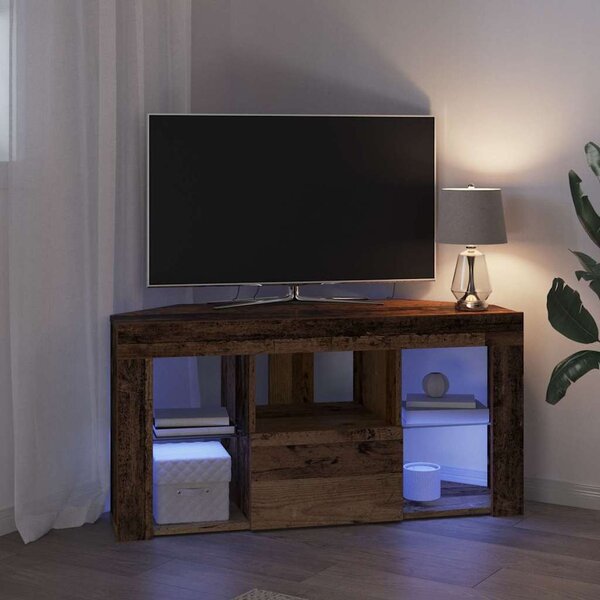 Sarok LED TV szekrény 100 x 40 x 50 cm Öreg fa Szerelt Fa