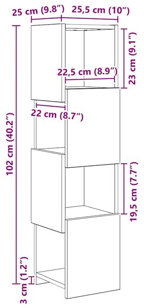 Sarokszekrény Beton Szürke 25,5x25x102cm Faanyag