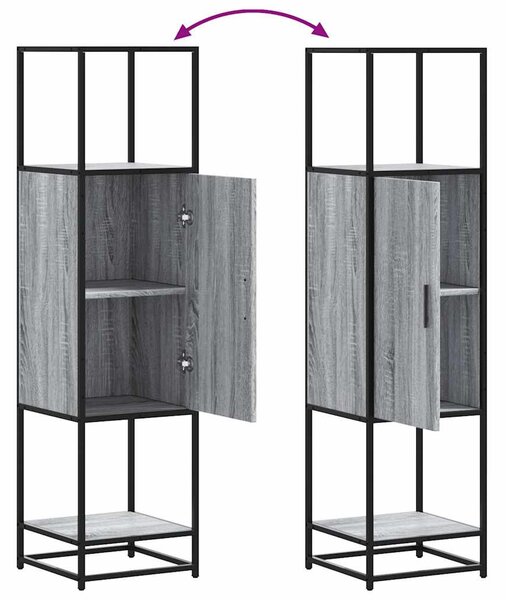 Highboard szürke sonoma 35,5x35x139 cm gépelt fa és fém
