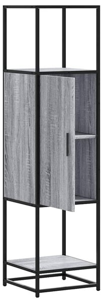 Highboard szürke sonoma 35,5x35x139 cm gépelt fa és fém
