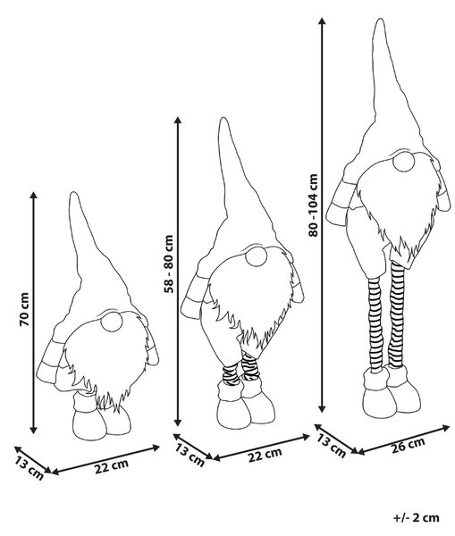 3 db-os karácsonyi dekoráció szett KOSKENKORVA 70/58-80/80-104 cm Gnóm Barna