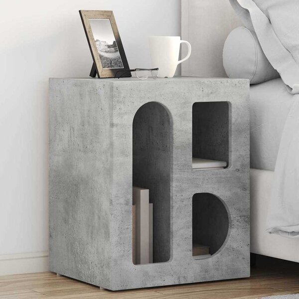 Éjjeli asztal ELST Beton Szürke 40 x 35 x 50 cm Szerelt Fa