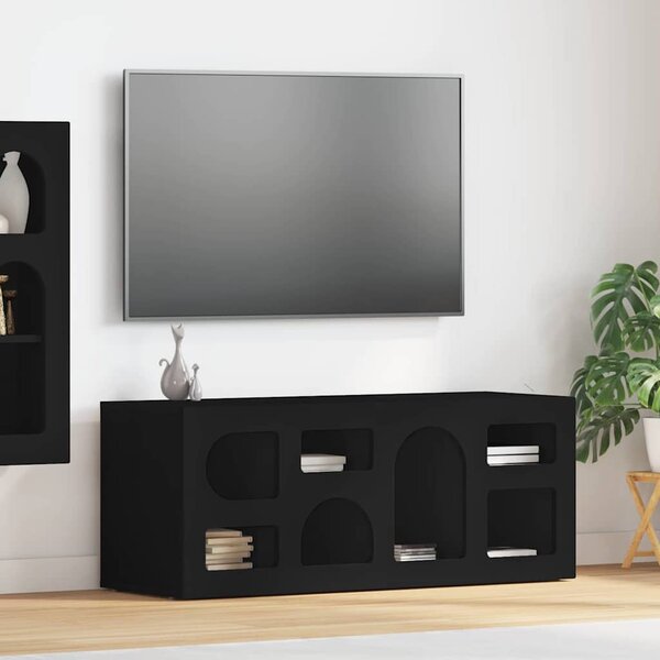 TV szekrény Fekete 100 x 35 x 40 cm Faanyag