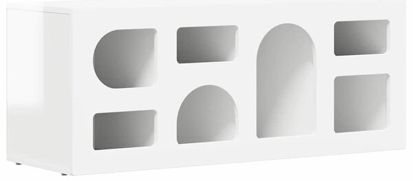TV szekrény Magas Fényű Fehér 100 x 35 x 40 cm Faanyag