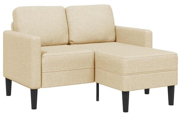Krémszínű anyagból 2 üléses kanapé L-alakú kanapéval 125 cm