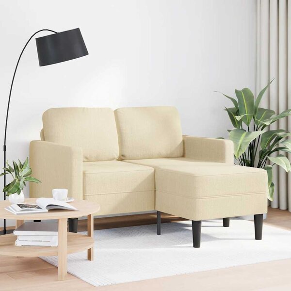 Krémszínű anyagból 2 üléses kanapé L-alakú kanapéval 125 cm