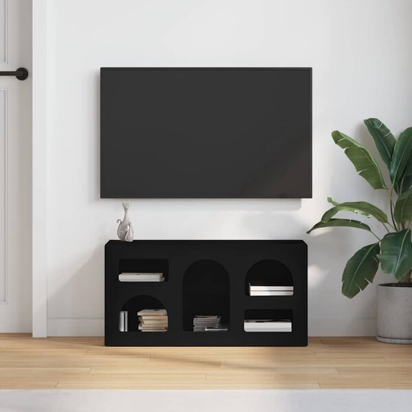 TV szekrény Fekete 80 x 35 x 40 cm Faanyag