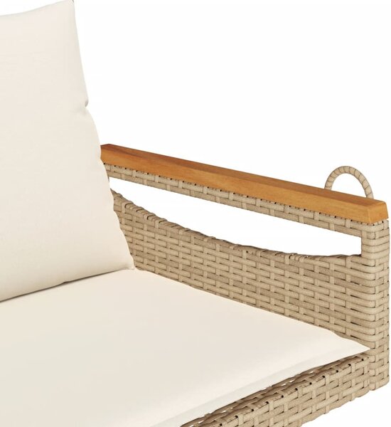 Bézs polyrattan hintapad párnákkal 109 x 62 x 40 cm