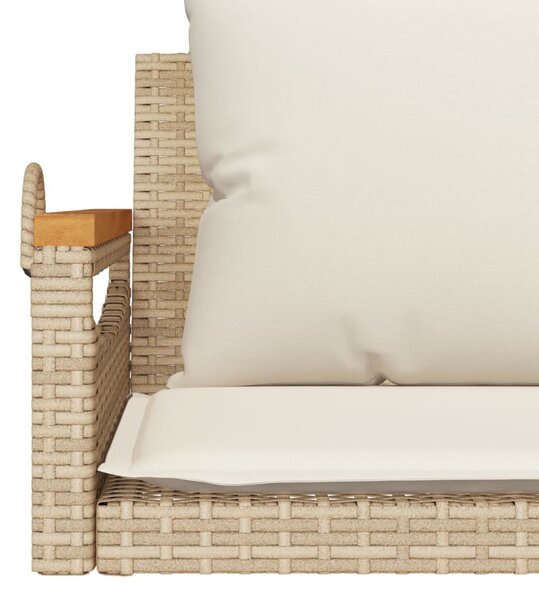 Bézs polyrattan hintapad párnákkal 109 x 62 x 40 cm