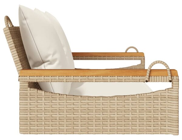Bézs polyrattan hintapad párnákkal 109 x 62 x 40 cm