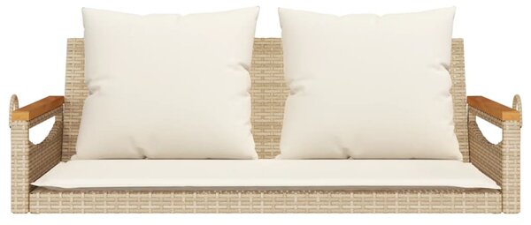 Bézs polyrattan hintapad párnákkal 109 x 62 x 40 cm