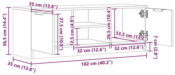 TV szekrény Artisan tölgy 102x35x36,5 cm Műanyag fa