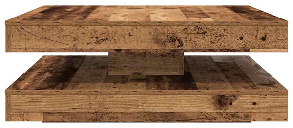 Antik fa dohányzóasztal 360 fokban forgatható 90x90x34,5 cm