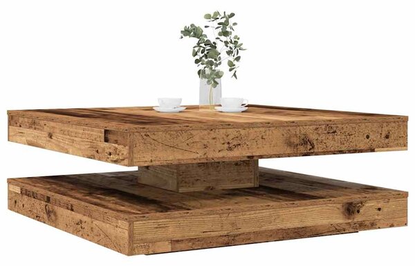 Antik fa dohányzóasztal 360 fokban forgatható 90x90x34,5 cm