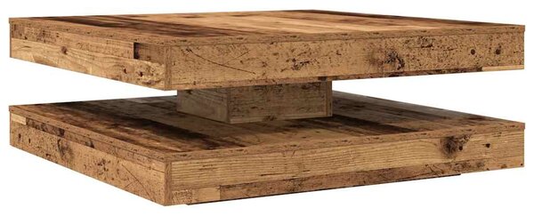 Antik fa dohányzóasztal 360 fokban forgatható 90x90x34,5 cm