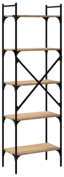 5 szintes sonoma tölgy színű fa könyvespolc 56 x 31,5 x 174 cm