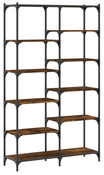 Füstös tölgy szerelt fa és vas könyvespolc 100 x 32 x 170 cm
