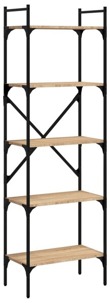 5 szintes sonoma tölgy színű fa könyvespolc 56 x 31,5 x 174 cm