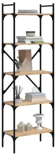 5 szintes sonoma tölgy színű fa könyvespolc 56 x 31,5 x 174 cm