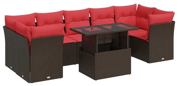 VidaXL 8 részes barna polyrattan akácfa kerti ülőgarnitúra párnákkal