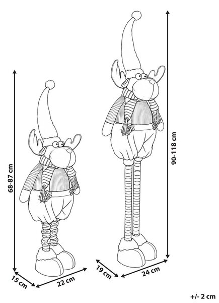 Kétdarabos karácsonyi dekoráció szett FISKARS 68-87/90-118 cm Rénszarvas Színes