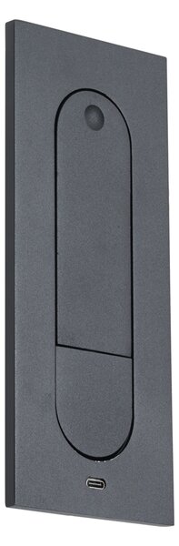 2 darabos modern fekete fali lámpa szett LED-del és USB-C porttal - Hilton