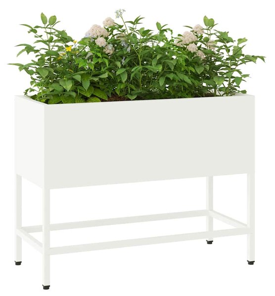 Magas Kerti Cserép Fehér 60 x 26 x 45 cm Acél