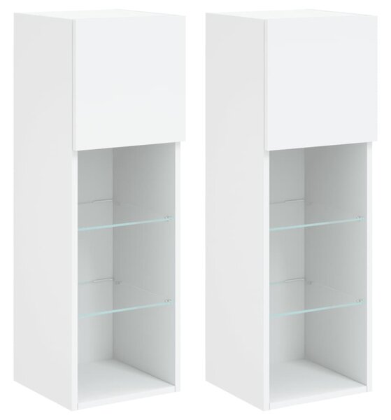 2 db fehér TV-szekrény LED-világítással 30,5 x 30 x 90 cm