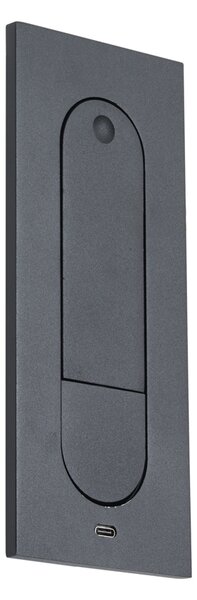 Modern fekete fali lámpa LED-del és USB-C porttal - Hilton