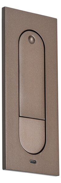 2 darabos modern fali lámpa szett sötét bronz színben, LED-del és USB-C porttal - Hilton