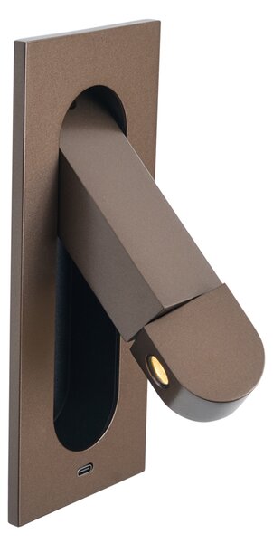 2 darabos modern fali lámpa szett sötét bronz színben, LED-del és USB-C porttal - Hilton