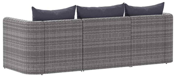3-részes szürke polyrattan kerti ülőgarnitúra párnákkal