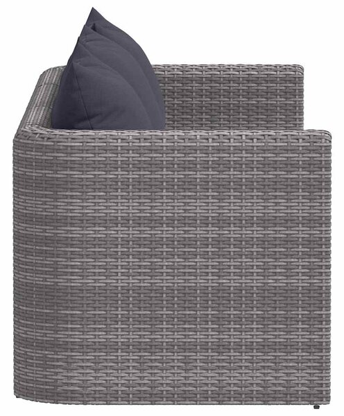 3-részes szürke polyrattan kerti ülőgarnitúra párnákkal