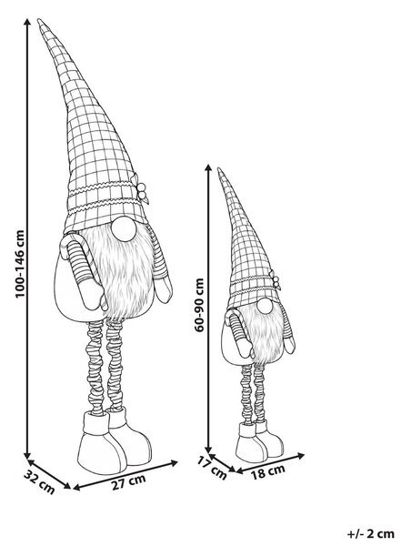 Kétdarabos karácsonyi dekoráció szett KLAUKKALA 60-90/100-146 cm Gnóm Színes