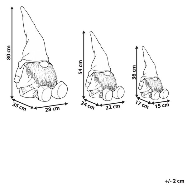 3 db-os karácsonyi dekoráció szett TUUSULA 36/54/80 cm Gnóm Barna