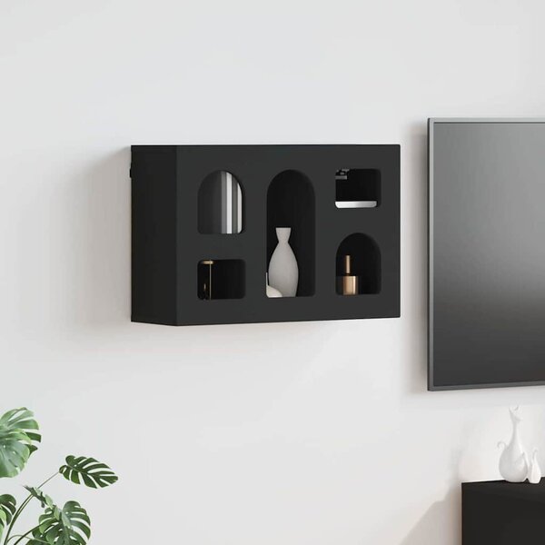 Függő szekrény polcokkal ELST Fekete 60 x 20 x 40 cm Szerelt Fa