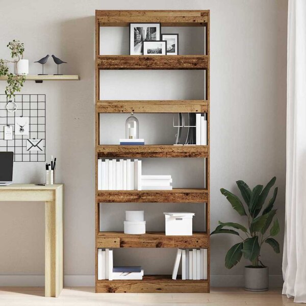 Könyvespolc polcokkal Öreg fa 80 x 30 x 198 cm Faanyag