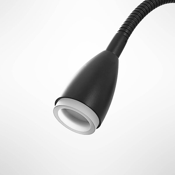 Lindby Jolka LED olvasólámpa, kapcsoló, matt fekete, Fekete, Hálószoba, fém, Modern