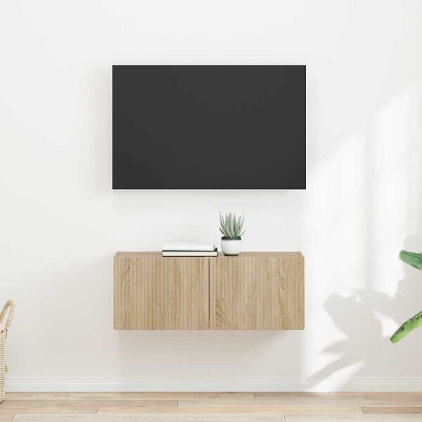 TV Fali Szekrény 2 db Sonoma Szerelt Fa