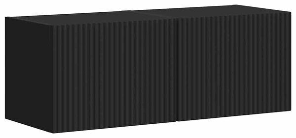 TV Fali Szekrény 2 pcs Fekete 39 x 31 x 29,5 cm Faanyag