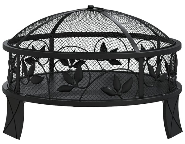 Acél XXL méretű tűztál piszkavassal 50 cm