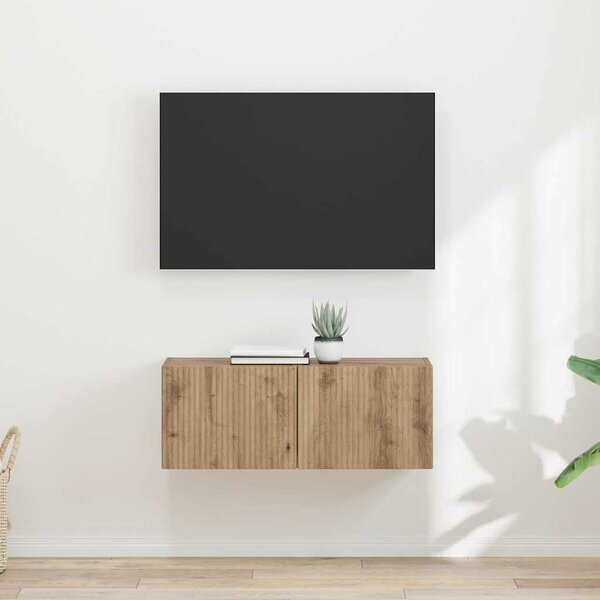 TV Fali Szekrény 2 db Művészi tölgy Szerelt Fa