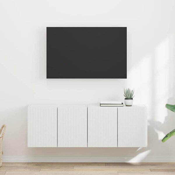 TV Fali Szekrény 2 pcs Fehér 59,5 x 31 x 40 cm Faanyag