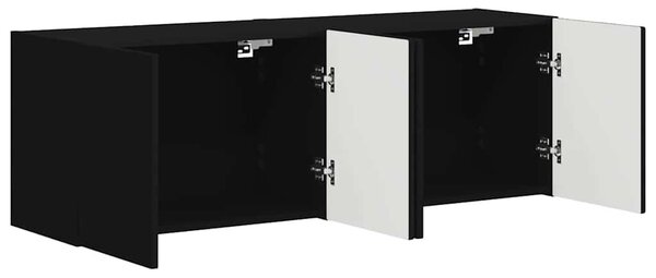 TV Fali Szekrény 2 pcs Fekete 59,5 x 31 x 40 cm Faanyag