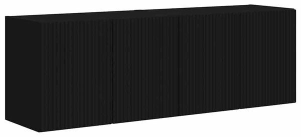 TV Fali Szekrény 2 pcs Fekete 59,5 x 31 x 40 cm Faanyag