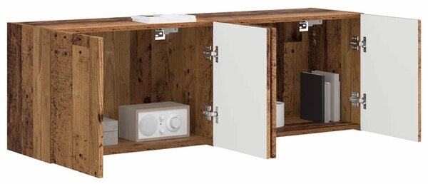TV Fali Szekrény 2 pcs Öreg fa 59,5 x 31 x 40 cm Faanyag