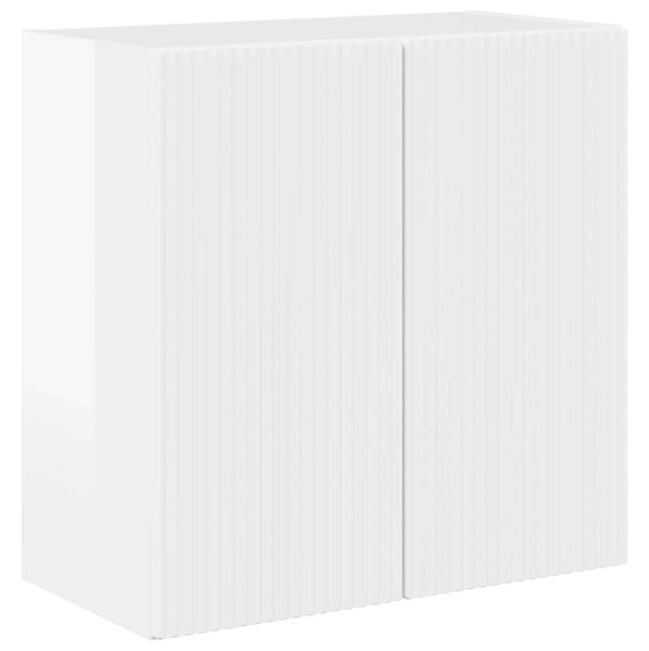 TV Fali Szekrény Magas Fényű Fehér 59,5 x 31 x 60 cm Faanyag